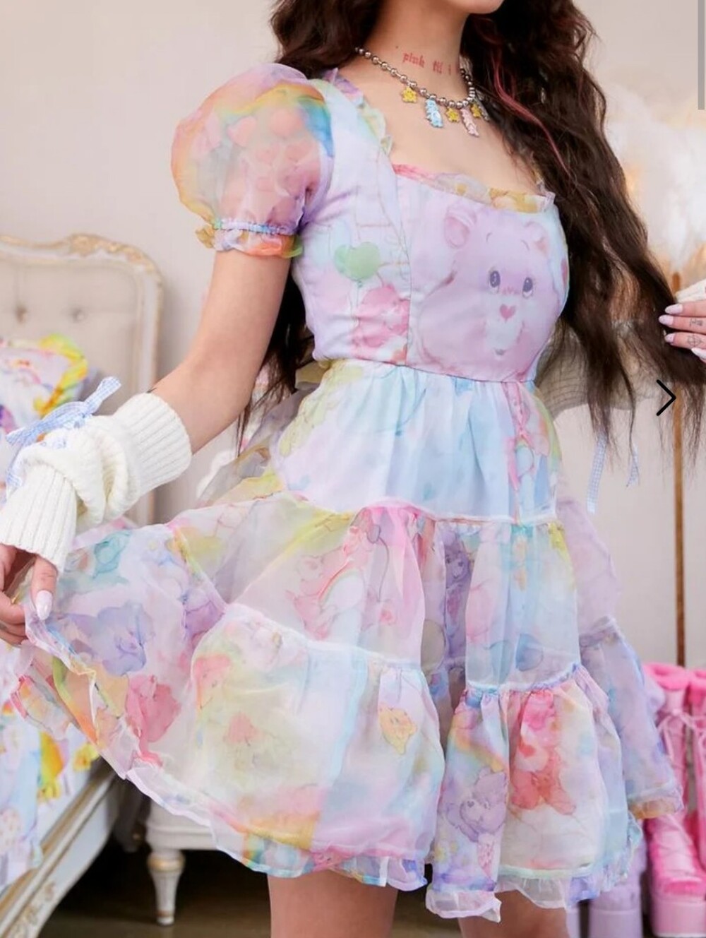 NWT Dollskill x Care Bears Kingdom of Caring pastel organza dress LARGE